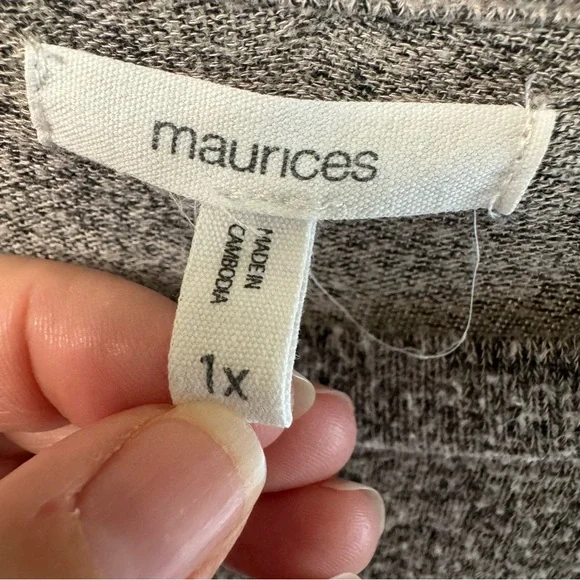 Maurice’s Plaid Sleeve Gray Sweater - Picture 6 of 8